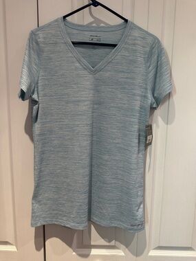 Eddie Bauer Heathered Sky Blue V-Neck Short Sleeve Tee